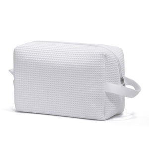 Pochette cosmétique en coton écologique à motif lettres et fermeture éclair, tendance, simple et élégante, rayures, prête à expédier, commande en gros mixte - Product Image 2