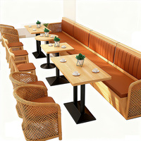 Restauration rapide moderne, stand en bois pour bar, meubles de salle à manger de ferme souples, chaises, ensemble de canapés, stands et tables de restaurant pour café et boutique
