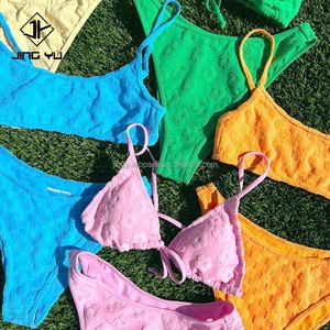 Professional Swimsuit Manufacturer OEM Make Your Own Design Terry Cloth Swimwear Custom Terry Towel Jacquard Textured Bikini - Product Image 1