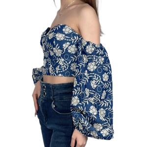 OEM Nouveau Top Court Sexy à Manches Longues et Épaules Dénudées Brodé pour Femme - Product Image 4