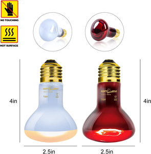 REPTI ZOO OEM 75W Lampada Riscaldante per Rettili 2 Pezzi Giorno & Notte Combo Pack Lampada a Infrarossi e Lampada Riscaldante UVA a Luce Diurna - Product Image 2