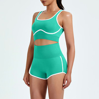 Ensemble de yoga respirant pour femme, grande taille, avec débardeur à dos uni et short, extensible dans les quatre sens, coupe ajustée, effet push-up fessier, moulant