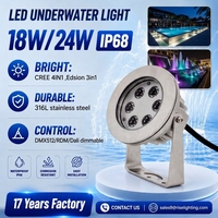 Lumière LED pour piscine sous-marine, 6x3W, AC/DC12V, acier inoxydable 316L, projecteur étanche IP68 pour piscine extérieure, éclairage extérieur