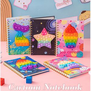 Soododo สมุดซิลิโคน A5สำหรับนักเรียนแบบมีฟองพิมพ์ลาย<span class=keywords><strong>การ์ตูน</strong></span>สมุดบีบอัด A6โลหะสีรุ้งสำหรับใช้ในโรงเรียน - Product Image 3