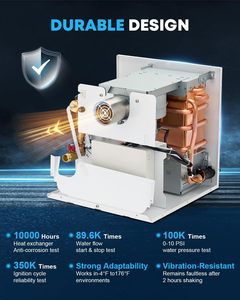 RV <span class=keywords><strong>tankless</strong></span> Máy nước nóng, Nâng cấp RV Máy nước nóng với 15x15 inch cửa trắng, điều khiển từ xa và bên ngoài vòi hoa sen - Product Image 3