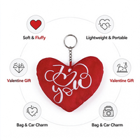 Porte-clés en peluche cœur rouge de 12 cm, brodé avec une lettre d'amour, cadeau de Saint-Valentin, breloque de sac en peluche, vente en gros