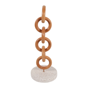 Scultura con accenti in legno e catena su base in terrazzo per l'arredamento di casa, soggiorno e ufficio - Product Image 5