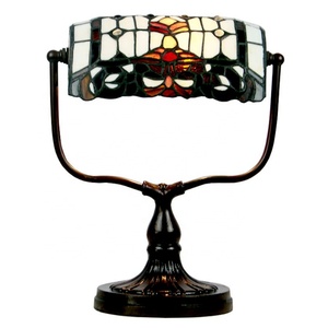 LongHuiJing Traditional Banker Lamps Handmade Emerald Color Glass Shade Vintage <b>Office</b> Table Light Antique Style Lights - Product Image 2