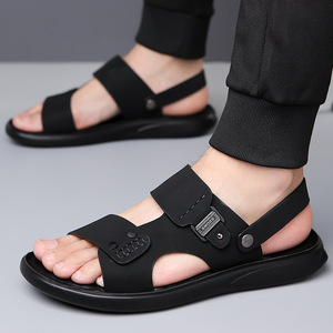 Sandalias Planas para Hombre, Punta Abierta, Parte Superior de PU, Suela de Goma, Transpirables, Casuales, para Verano y Uso al Aire Libre - Product Image 4