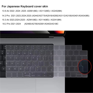 Coque de clavier transparente version japonaise pour <span class=keywords><strong>MacBook</strong></span> <span class=keywords><strong>Air</strong></span> 13,6" 15 A3113/A3114/A2681/A2941 & Pro 14 16,2 A2918/A2992/A2779/A2780/A2991 - Product Image 4