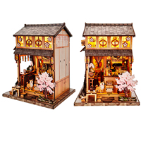 Puzzle Kayu 3D Premium Ramah Lingkungan, Potongan Laser, Kit Rumah Boneka Miniatur DIY dengan Lampu LED, Aman, Tidak Beracun, Model Kerajinan