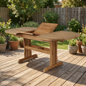 Solid Wood Oval <b>Dining</b> <b>Table</b> OEM Convertible <b>Top</b> Waterproof Eco-Friendly Durable Modern Design Home Outdoor Use 6 Seater Made - Product Image 2