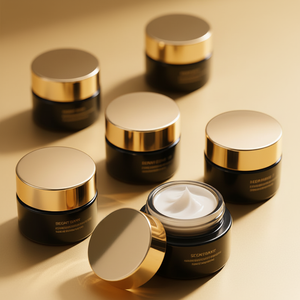 Envase de Vidrio de Lujo de Alta Calidad de 20ml/30ml/50ml/100ml Negro Dorado Mate para Crema Facial y Contorno de Ojos, Suero para el Cuidado de la Piel, con Tapa Plateada y Serigrafía - Product Image 3