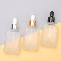 Bouteille d'huile essentielle carrée plate personnalisable avec logo, 15 ml, 30 ml, 50 ml, 100 ml, 120 ml, en verre avec tête compte-gouttes en plastique pour cosmétiques