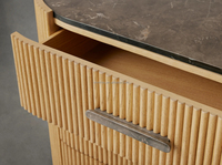 Ensemble de coiffeuse et de table de nuit à 6 tiroirs en chêne massif moderne Tops en pierre de marbre naturel Meubles de maison pour la chambre à coucher et le salon
