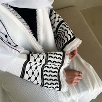 Ramadan Keffieh Abaya Kimono Palestinien Broderie Tassel Musulman Ouvert Abaya Femmes Dubaï Islam Hijab Robe Caftan Cardigan Robe