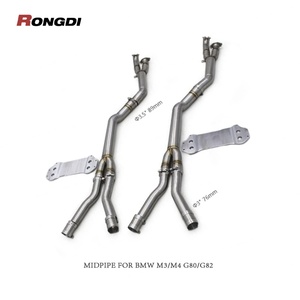Tuyau intermédiaire simple de 3,5 po à 3 po pour BMW M3/M4 G80/G82 3.0T 2019-2023 en acier inoxydable SUS304 avec support étendu - Product Image 3
