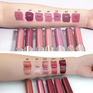 Lip gloss Großhändler erstellen benutzer definierte Logo Lippenstift kein Logo Glitter Shimer nackten Samt langlebigen matten flüssigen Lippenstift