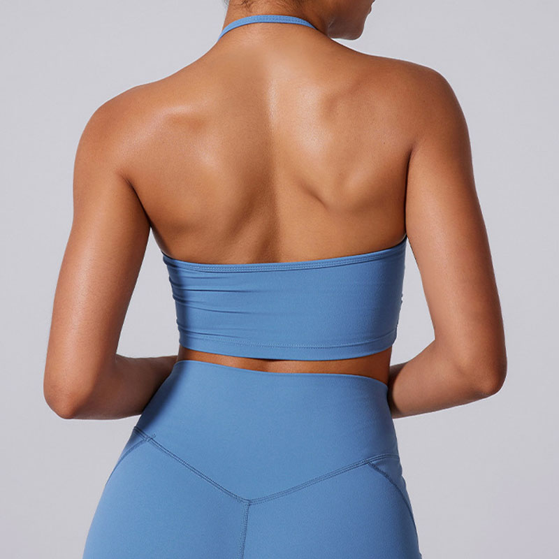Halter Fashionable Sexy Casual Gym tank Top Quick-drying Breathable Softness Yoga Bra for Women Cross Wrinkle Sport Bra