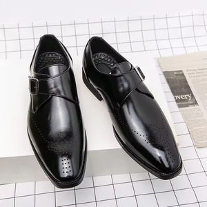 Chaussures en cuir pour hommes de qualité luxueuse, style italien, formelles, à enfiler, Oxford, brodées à la main, légères, pour mariage d'automne - Product Image 5