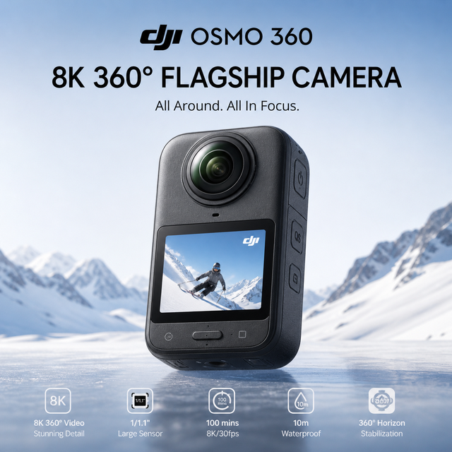 New Osmo 360 8K 360 Action Camera Dual Lens Waterproof Sports Camera WiFi Touch Screen Stabilization Vlog Motorcycle Camera