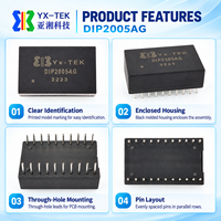 Transformateur Ethernet YX-TEK DIP2005-AG 10/100BASE-T 20 broches DIP Conforme RoHS pour le développement de cartes PCB d'interface Ethernet