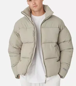 Kleding Fabrikant Custom Oversized Mannen Down Bubble Gewatteerde Jas Jaket Bovenkleding Oem Custom Katoen Plain Puffer Jas Voor Mannen