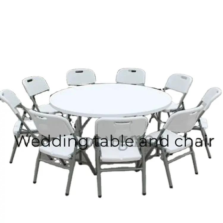 Tavolo per feste di matrimonio economico di alta qualità 72 pollici rotondo bianco pieghevole sedie e tavoli per banchetti da pranzo in plastica per eventi