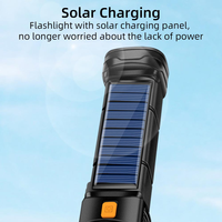 Lampe torche LED rechargeable par USB, solaire, étanche IP65, longue portée, en plastique, pour usage extérieur d'urgence