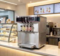 Commerciële soft-icecreammachine van roestvrij staal, 3 smaken, mix smaak mogelijk, optioneel voor aanrecht of vloer.