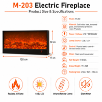 Chimenea Eléctrica Compacta con Llama LED, Construcción Metálica, Calentador de Pared para Habitaciones Pequeñas, Operación en Inglés