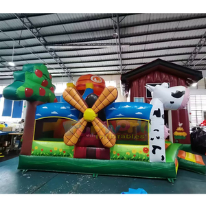 Chateau gonflable big red barn bouncy <b>castle</b> with slide commercial inflatable farm <b>bounce</b> house combo - Product Image 4