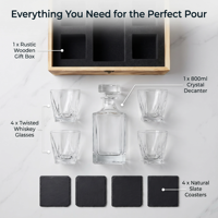Cadeau d'anniversaire unique et cool pour papa, fille, fils, meilleur cadeau de Noël, cadeau de retraite, ensemble de carafe à whisky portable et durable avec 4 verres