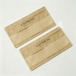 Sacs coulissants en papier kraft à trois soudures latérales avec fenêtre |   Emballage refermable réutilisable pour vêtements et sous-vêtements - Product Image 6