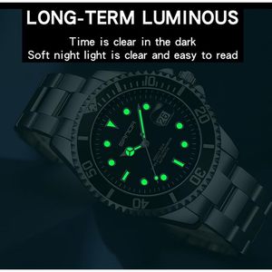 Reloj Automático para Hombre, Acero Inoxidable, Cristal, Analógico, Esfera Negra, Luminoso, Calendario, Resistente al Agua 30 bar, Reloj de Buceo - Product Image 4