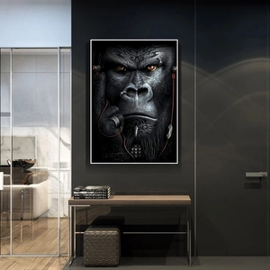 Abstrait fumer <span class=keywords><strong>singes</strong></span> et gorilles toile peinture affiches et impressions Animal mur Art salon décor à la maison - Product Image 3