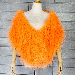 Boléro en vraie <span class=keywords><strong>fourrure</strong></span> de mouton tibétain pour femme, châle bouclé en <span class=keywords><strong>fourrure</strong></span> d'agneau mongol, cape en <span class=keywords><strong>fourrure</strong></span> de mouton véritable couleur tan, boléro moelleux pour mariage - Product Image 3