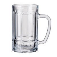 Verre à bière transparent avec poignée de 380 ml pour bar, maison, fête