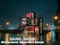 Quiosco Modular de 3 Niveles para Centro Comercial o Uso Comercial en la Calle, con Balcón, Escaleras y Diseño Personalizado con Estructura de Acero
