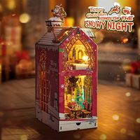 IIECREATE Puzzle en bois 3D SL-29 Noël Kit miniature DIY Jouet éducatif Mini maison de poupée style livre