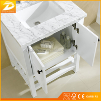 Petit meuble-lavabo autoportant en contreplaqué laqué pour salle de bain avec vasque en céramique et miroir inclus, résistant à l'eau et écologique