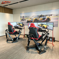 Simulador de Conducción con Plataforma de Movimiento, Soporte para 3 Monitores, Juego Completo Moza, Cabina de Simulación de Carreras