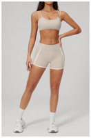Ensemble de sport et yoga d'été pour femme, deux pièces, soutien-gorge et short, design color-block en Spandex et Nylon, ensemble superposé rouge, ensemble de fitness