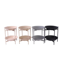 Table d'appoint moderne à deux niveaux avec cadre en métal, durable, polyvalente, ronde, pour patio, salon et chambre à coucher, peu encombrante pour la maison