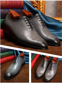 Zapatos de cuero hechos a mano - zapatos formales de negocios con capa superior de cuero vacuno, para bodas, banquetes, oficina, zapatos de vestir y Oxfords a la moda. - Product Image 6