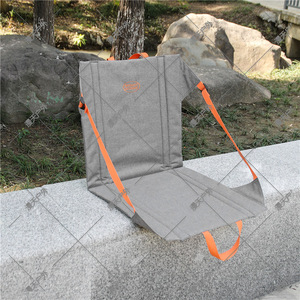 Foldable Portable Camping Chair <b>Cushion</b> Gray Polyester <b>Rectangular</b> Outdoor Use - Product Image 4