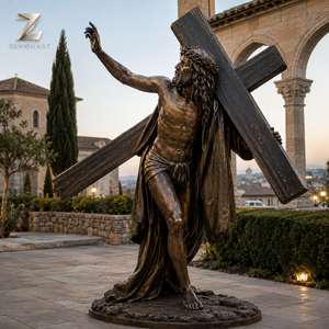 Escultura de Jesús Cargando la Cruz en Bronce Fundido a Mano, Estatua Cristiana de Tamaño Real para Iglesia, Catedral, Monasterio y Proyectos Religiosos - Product Image 2