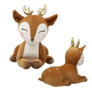 批发毛绒动物驼鹿软枕玩具卡通动物设计圣诞鹿抱枕礼品