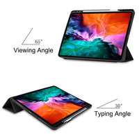 Étui de protection intégrale pliable pour tablette iPad Pro 12,9 pouces, design antichoc, support folio, porte-stylo (Multi)