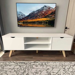 Présentoirs TV LCD modernes 40 50 55 pouces Pieds <span class=keywords><strong>de</strong></span> table en bois <span class=keywords><strong>blanc</strong></span> pour meubles <span class=keywords><strong>de</strong></span> salon modernes pour hôtels - Product Image 4